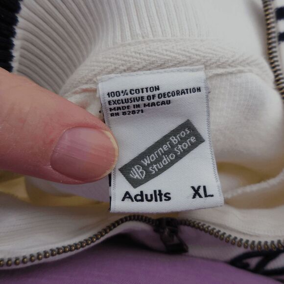 VTG Looney Tunes Thats All Folk 1/4 Zip Sweater Taz Bugs Tweetie Daffy Marvin XL - Picture 5 of 6